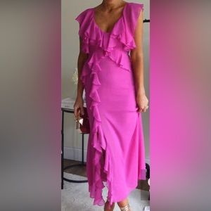 Zara ruffled midi slip dress